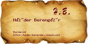 Héder Berengár névjegykártya